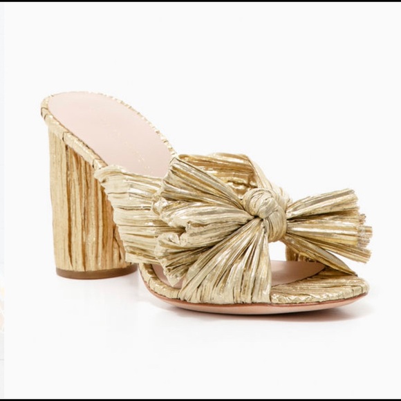 Loeffler Randall Shoes - Loeffler Randall Gold Bow Slides Sz 9.